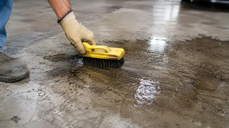Method 2 Scrub With a Concrete Degreaser